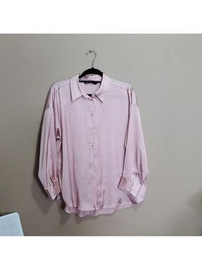 Zara Pinkish Beige Button Down Blouse Size Xl